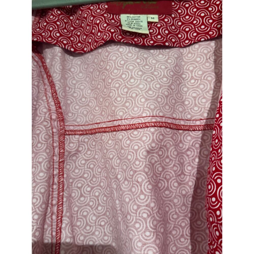 LAL “Live a Little” retro red & white patterned swing cropped jacket blazer Med - Picture 7 of 7